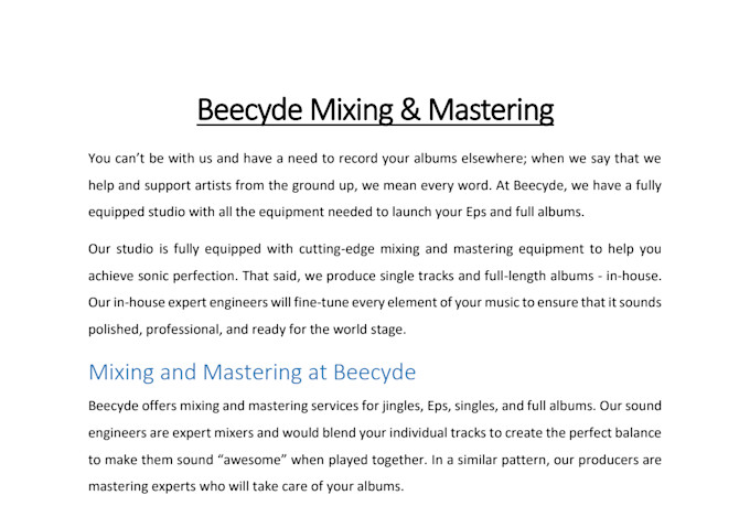 write a very good about page, home page, or profile page